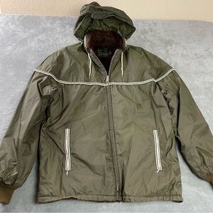 Vintage Silton California Sherpa Lined Zip Jacket Men’s L / M Crispy Nylon Olive